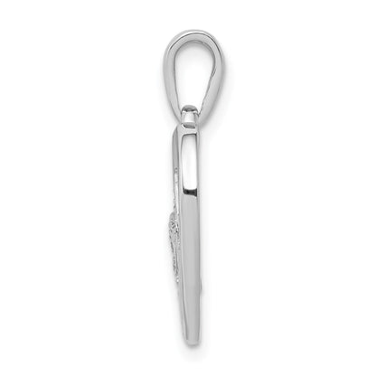 14k White Gold Real Diamond Entwined Hearts Pendant