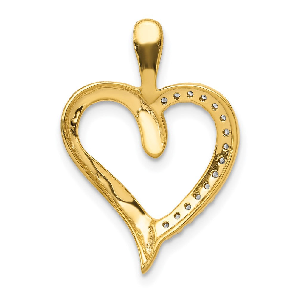 14K Yellow Gold 1/10ct. Real Diamond Heart Pendant