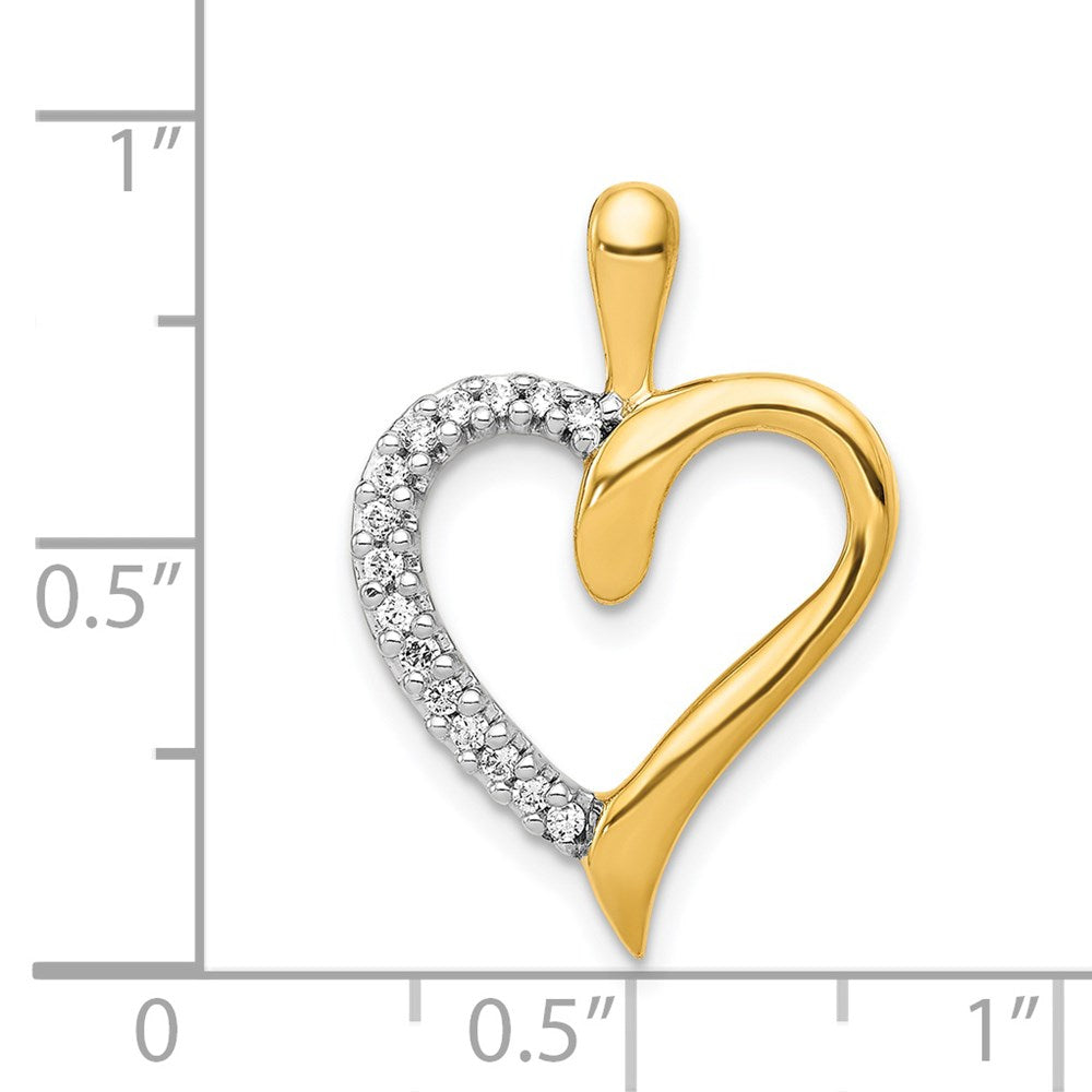 14K Yellow Gold 1/10ct. Real Diamond Heart Pendant