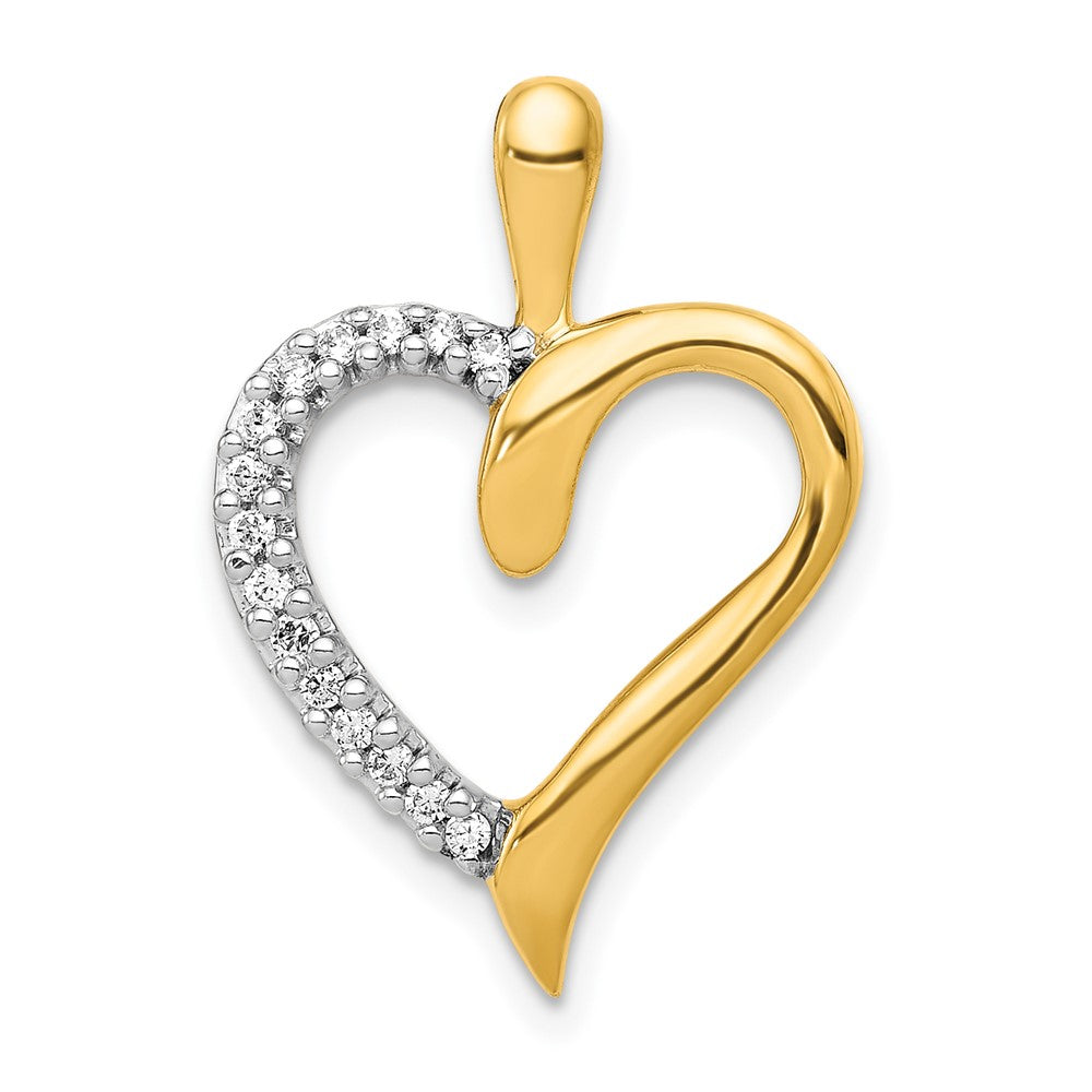 14K Yellow Gold 1/10ct. Real Diamond Heart Pendant