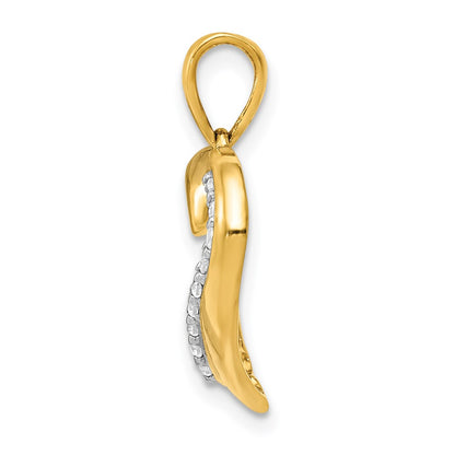 14K Yellow Gold 1/10ct. Real Diamond Heart Pendant