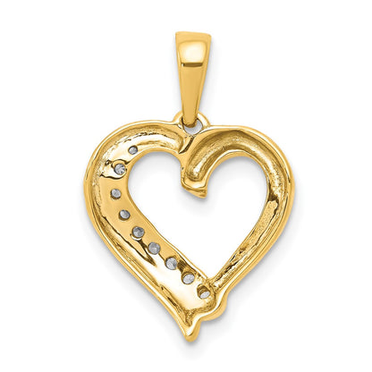 14K Yellow Gold 1/10ct. Real Diamond Heart Pendant