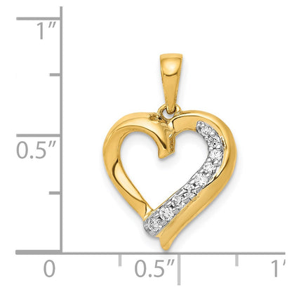 14K Yellow Gold 1/10ct. Real Diamond Heart Pendant