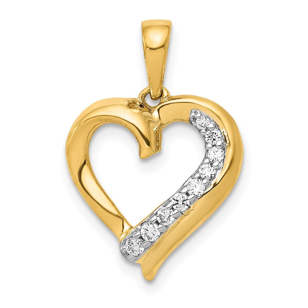 14K Yellow Gold 1/10ct. Real Diamond Heart Pendant