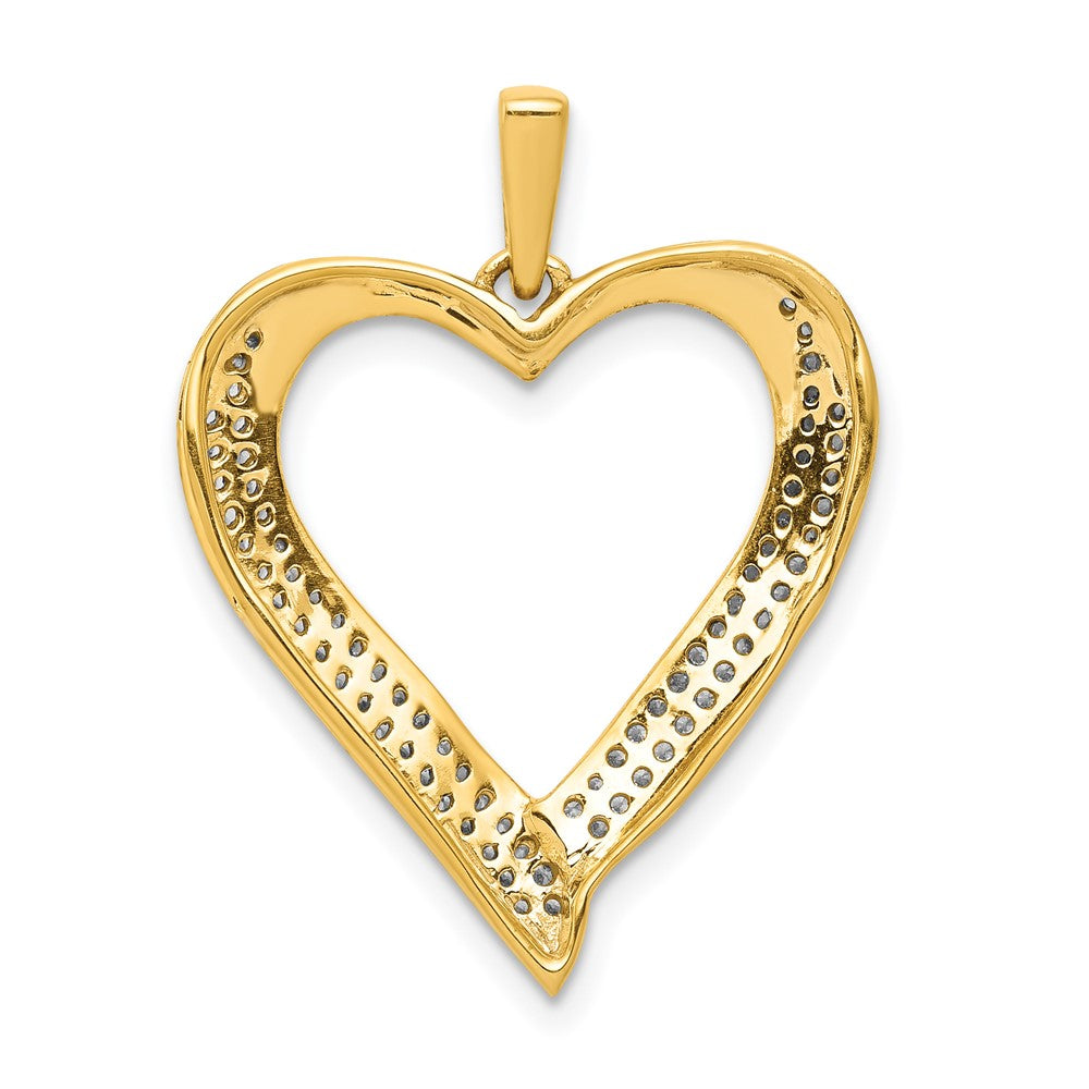 14k Yellow Gold and Rhodium 1/4ct. Real Diamond Heart Pendant