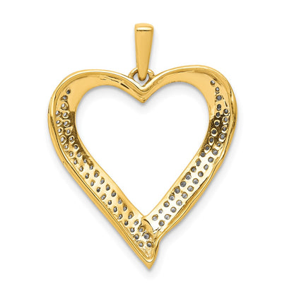 14k Yellow Gold and Rhodium 1/4ct. Real Diamond Heart Pendant