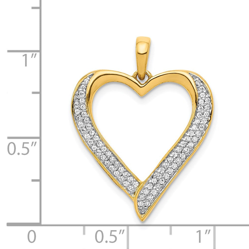 14k Yellow Gold and Rhodium 1/4ct. Real Diamond Heart Pendant