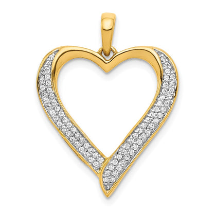 14k Yellow Gold and Rhodium 1/4ct. Real Diamond Heart Pendant