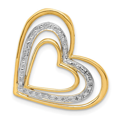 14k yellow gold 01ct real diamond and rhodium triple heart chain slide pm4909 001 ya