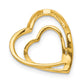 14K Yellow Gold .01ct. Real Diamond Double Heart Chain Slide