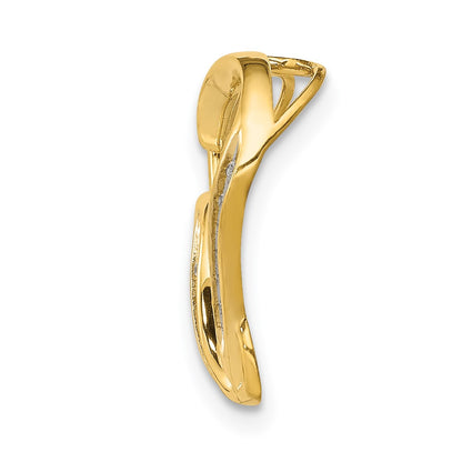 14K Yellow Gold .03ct. Real Diamond Double Heart Chain Slide