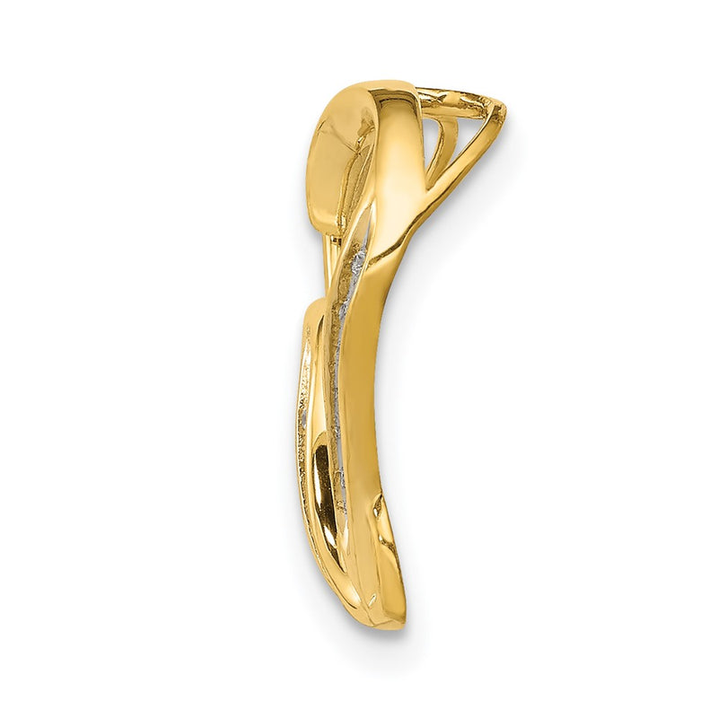 14K Yellow Gold .03ct. Real Diamond Double Heart Chain Slide