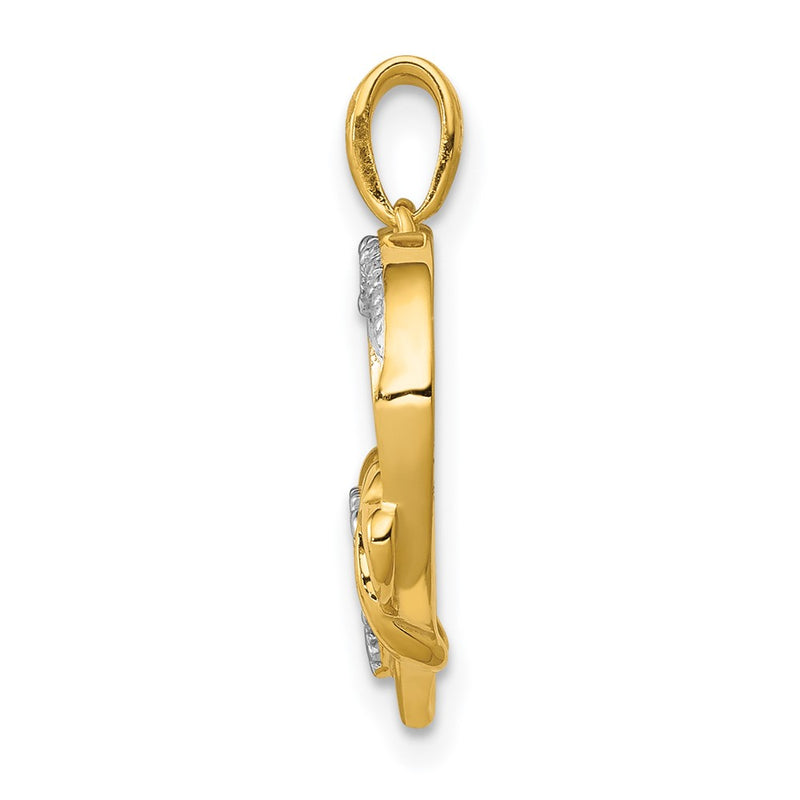 14K Yellow Gold .03ct. Real Diamond Heart w/ Three Smaller Hearts Pendant