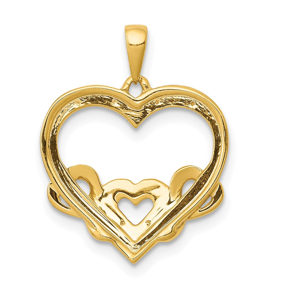 14k yellow gold 03ct real diamond heart w three smaller hearts pendant pm4913 003 ya