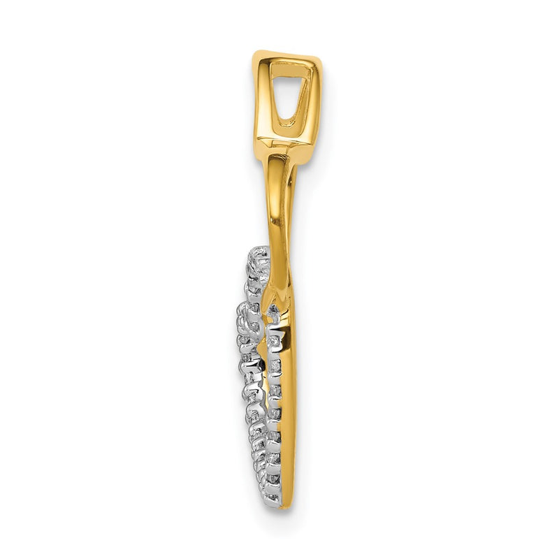 14k Two-Tone Gold 1/10ct. Real Diamond Double Heart Chain Slide
