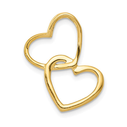 14k Two-Tone Gold 1/10ct. Real Diamond Double Heart Chain Slide