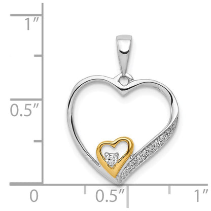 14k Two-Tone Gold 1/20ct. Real Diamond Double Heart Pendant