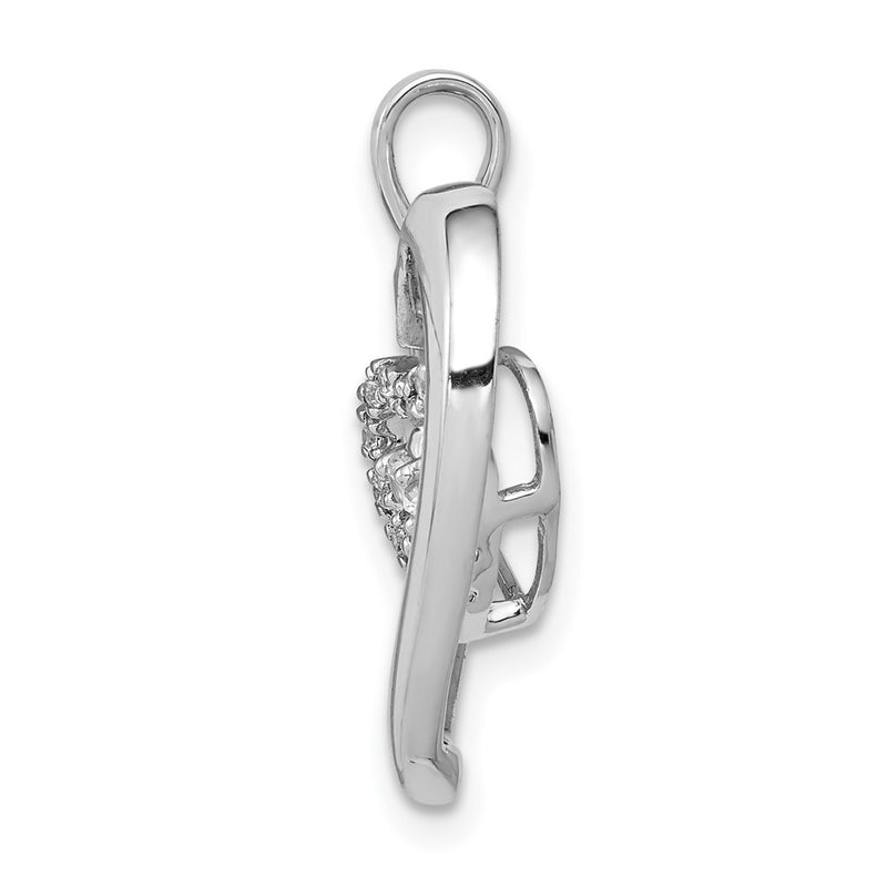14k White Gold 1/10ct. Real Diamond Heart Dangle Pendant