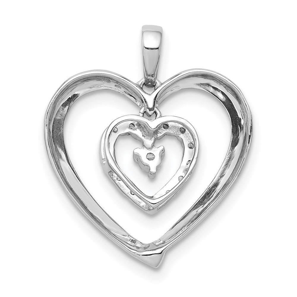 14k White Gold 1/10ct. Real Diamond Heart Dangle Pendant
