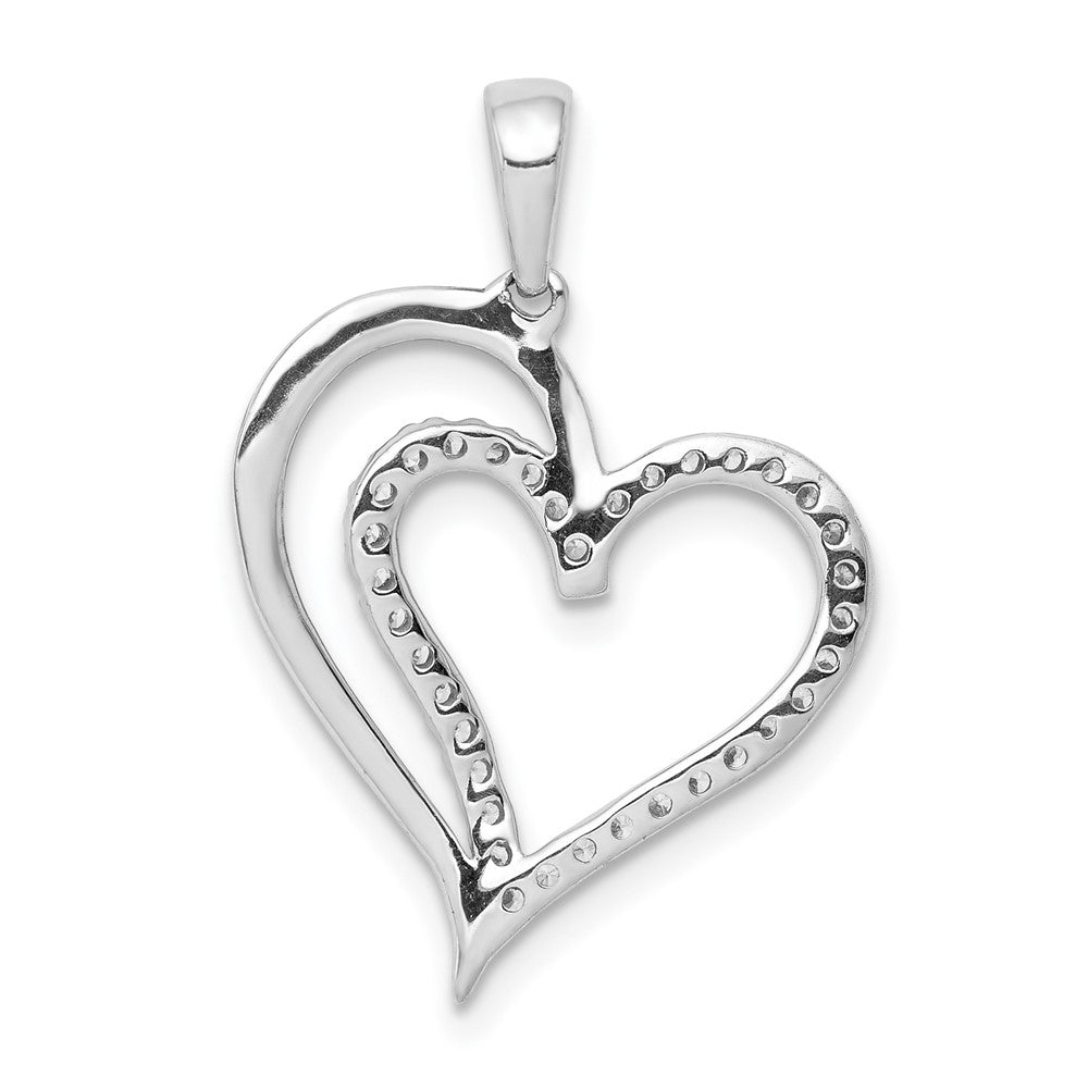 14k White Gold 1/10ct. Real Diamond Heart Pendant