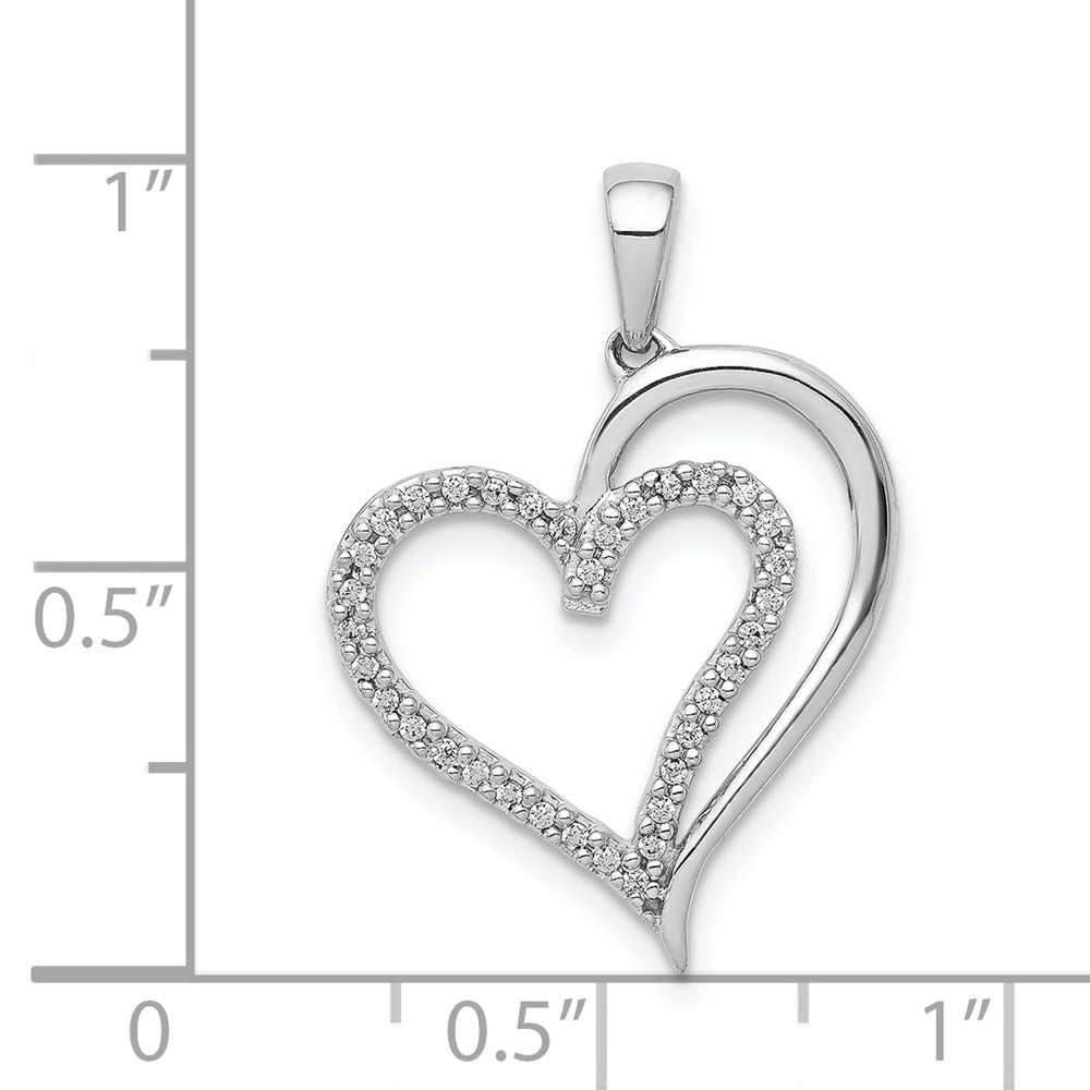 14k White Gold 1/10ct. Real Diamond Heart Pendant