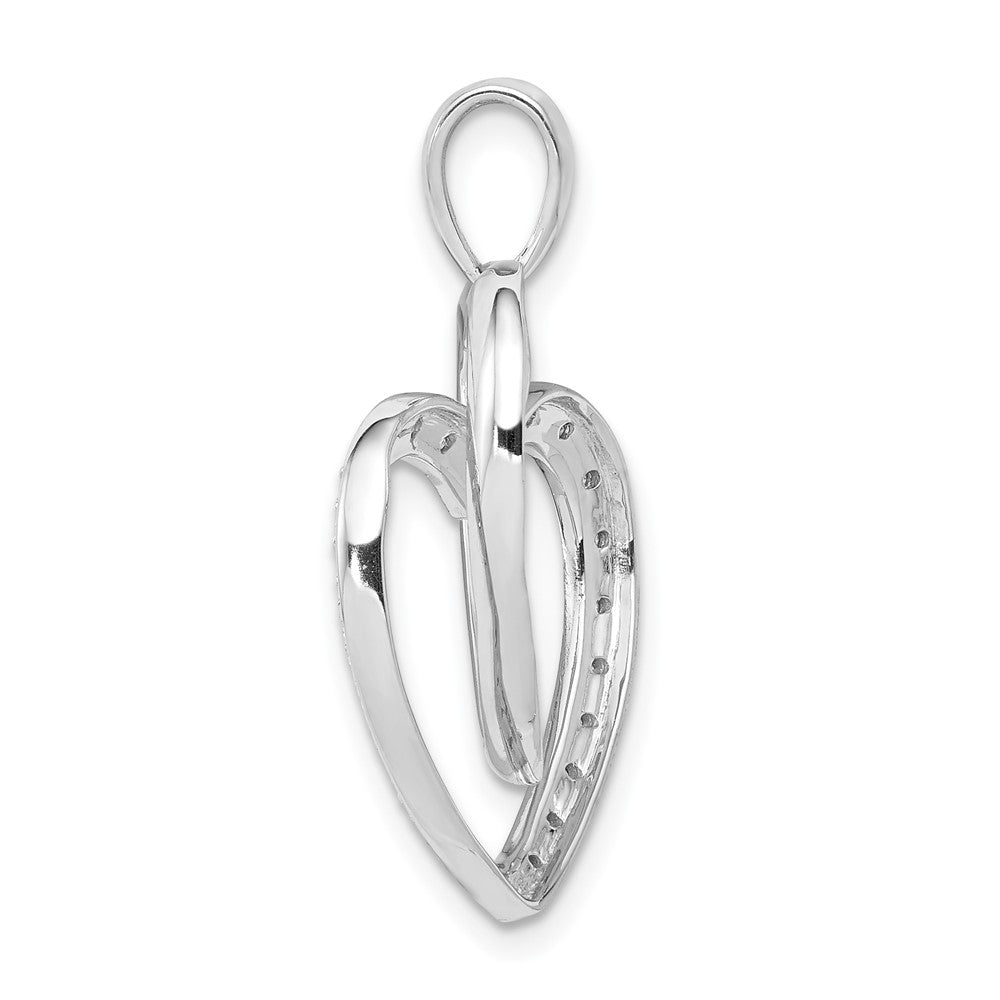 14k White Gold 1/10ct. Real Diamond Double Heart Pendant