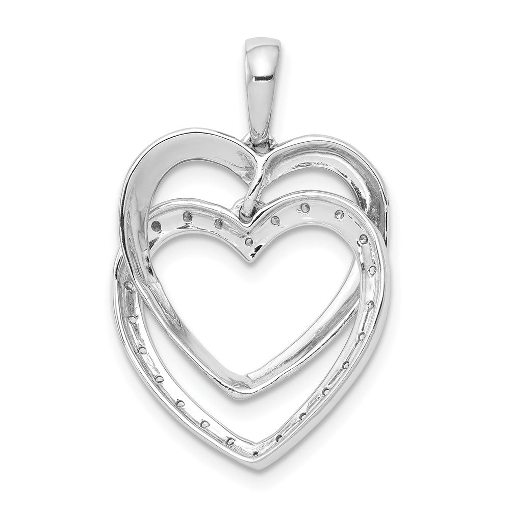 14k White Gold 1/10ct. Real Diamond Double Heart Pendant