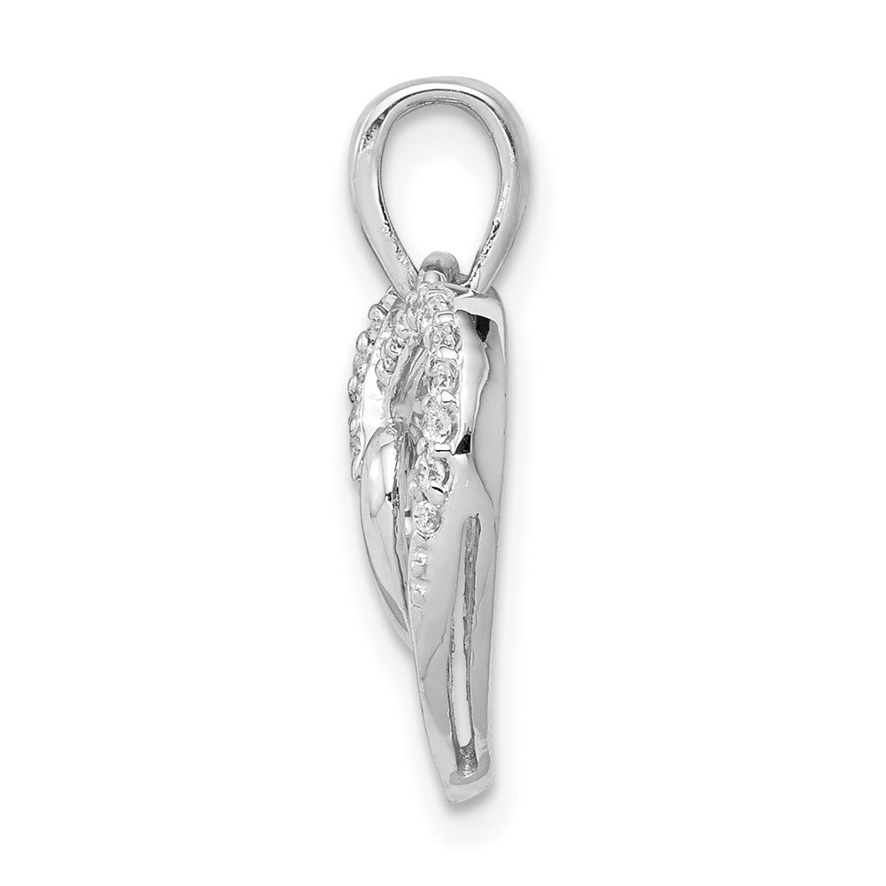 14k White Gold 1/10ct. Real Diamond Double Heart Pendant