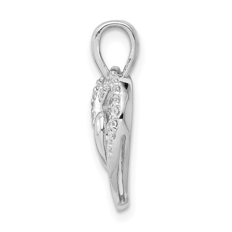 14k White Gold 1/10ct. Real Diamond Double Heart Pendant