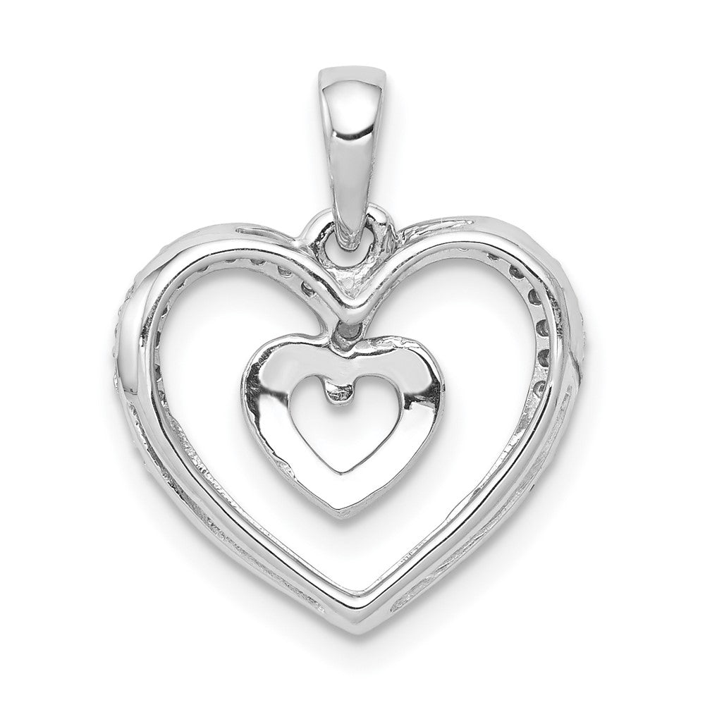 14k White Gold 1/10ct. Real Diamond Double Heart Pendant