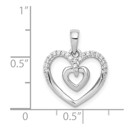14k White Gold 1/10ct. Real Diamond Double Heart Pendant