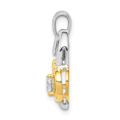 14k Two-Tone Gold 1/5ct. Real Diamond Double Heart Pendant