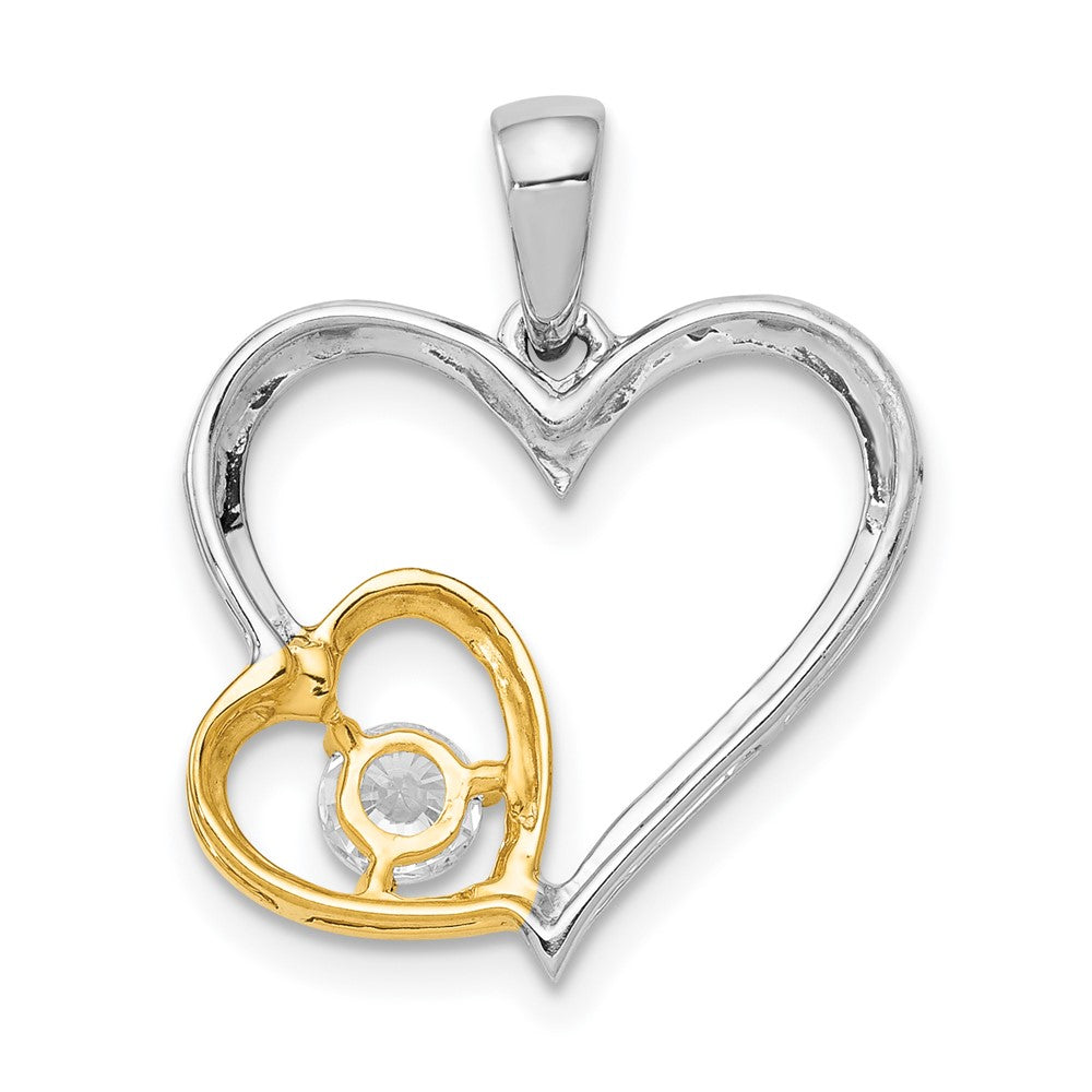 14k Two-Tone Gold 1/5ct. Real Diamond Double Heart Pendant