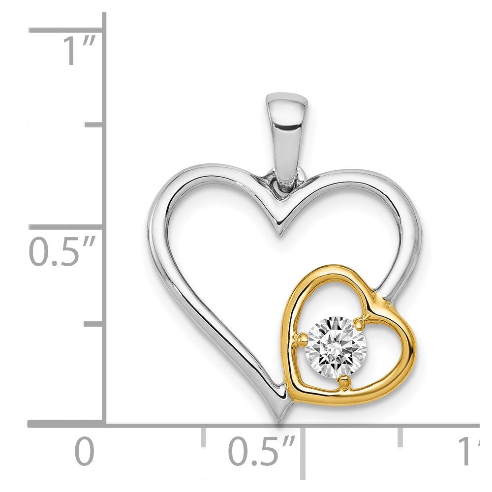 14k Two-Tone Gold 1/5ct. Real Diamond Double Heart Pendant