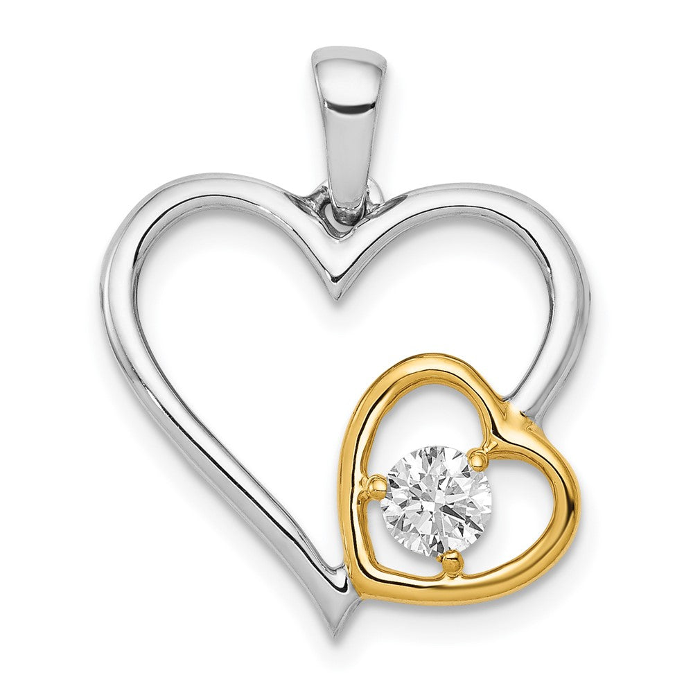 14k Two-Tone Gold 1/5ct. Real Diamond Double Heart Pendant