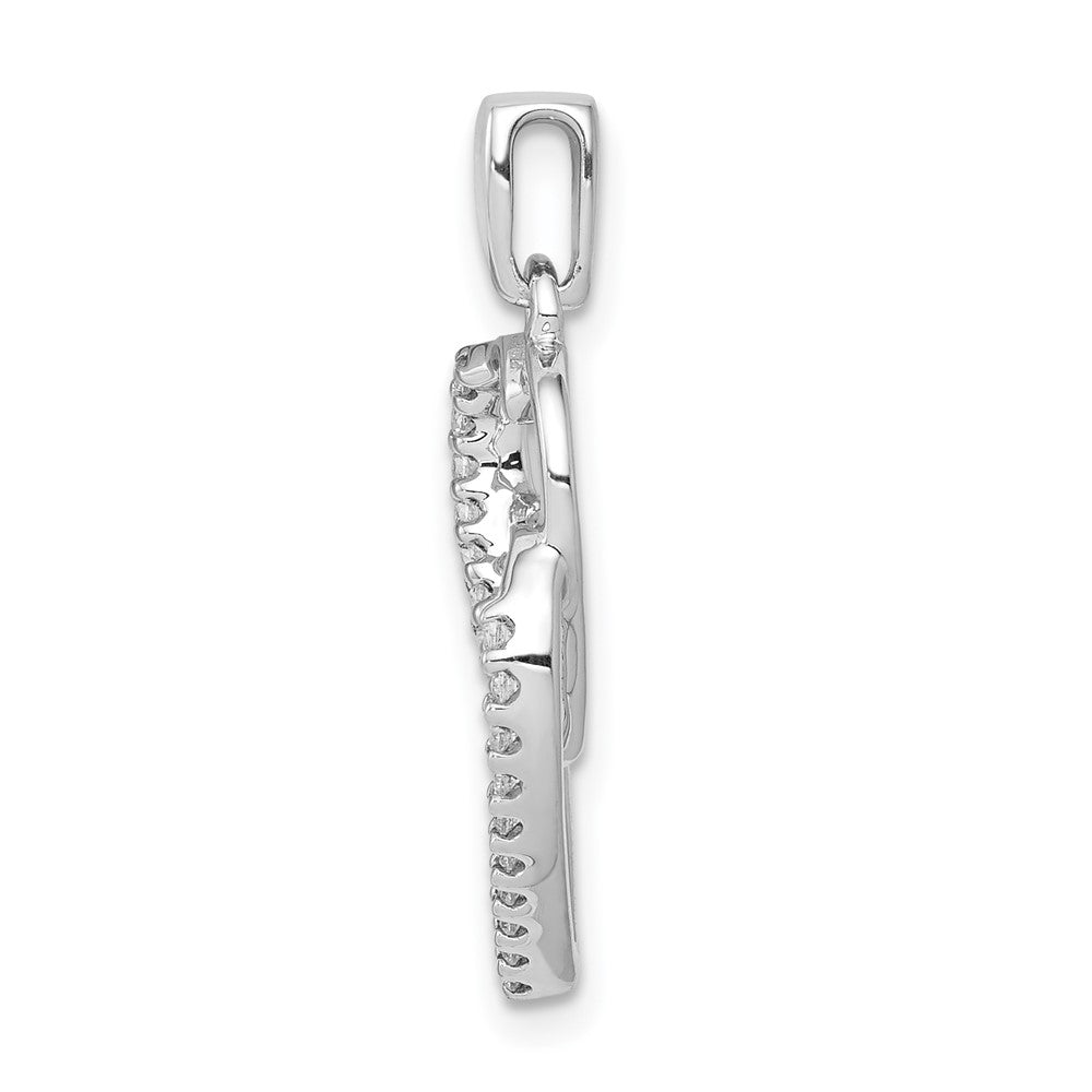14k White Gold Real Diamond 1/10ct. Entwined Hearts Pendant