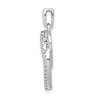 14k White Gold Real Diamond 1/10ct. Entwined Hearts Pendant