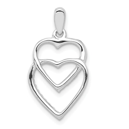 14k White Gold Real Diamond 1/10ct. Entwined Hearts Pendant