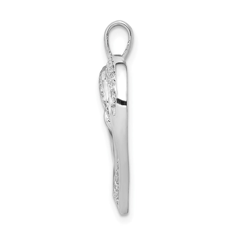 14k White Gold 1/6ct. Real Diamond Entwined Heart Pendant