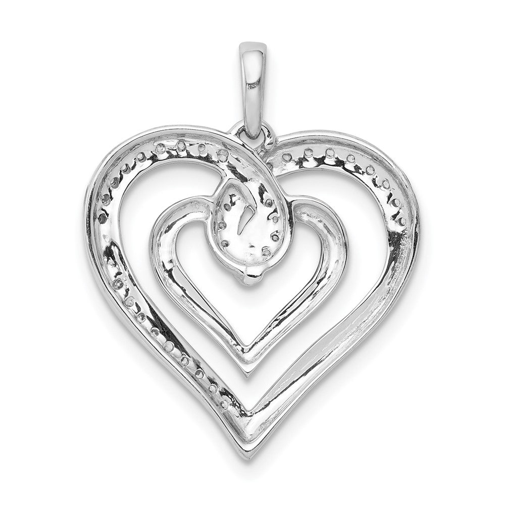 14k White Gold 1/6ct. Real Diamond Entwined Heart Pendant