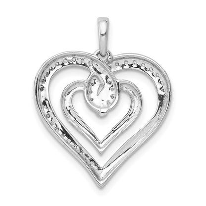 14k White Gold 1/6ct. Real Diamond Entwined Heart Pendant