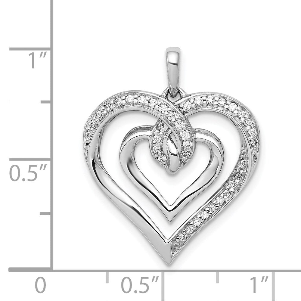 14k White Gold 1/6ct. Real Diamond Entwined Heart Pendant