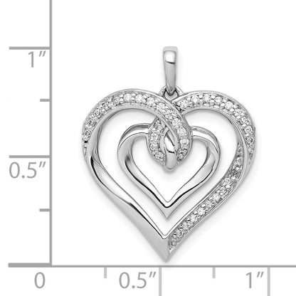 14k White Gold 1/6ct. Real Diamond Entwined Heart Pendant
