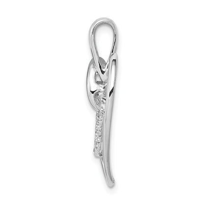 14k White Gold 1/10ct. Real Diamond Double Heart Pendant