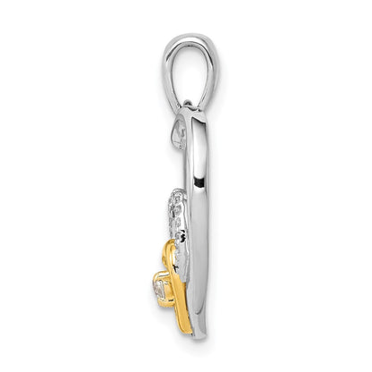 14k Two-Tone Gold 1/15ct. Real Diamond Triple Heart Pendant