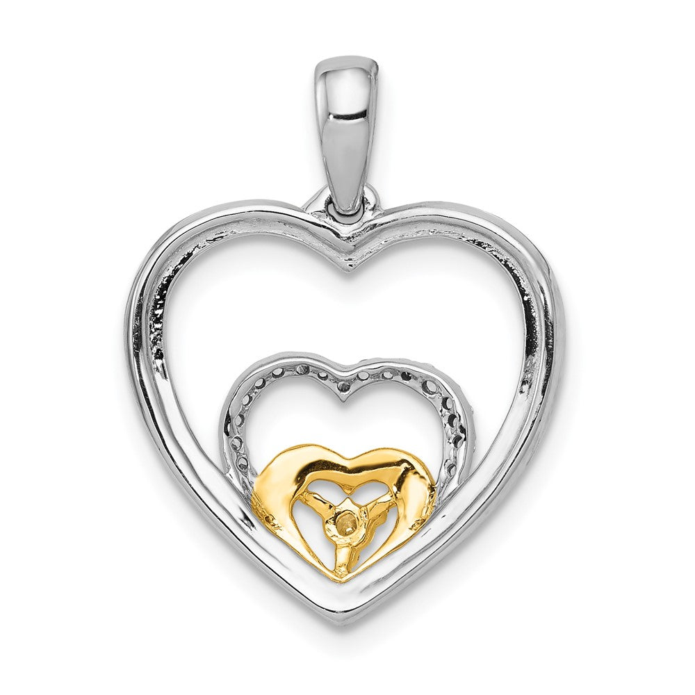 14k Two-Tone Gold 1/15ct. Real Diamond Triple Heart Pendant
