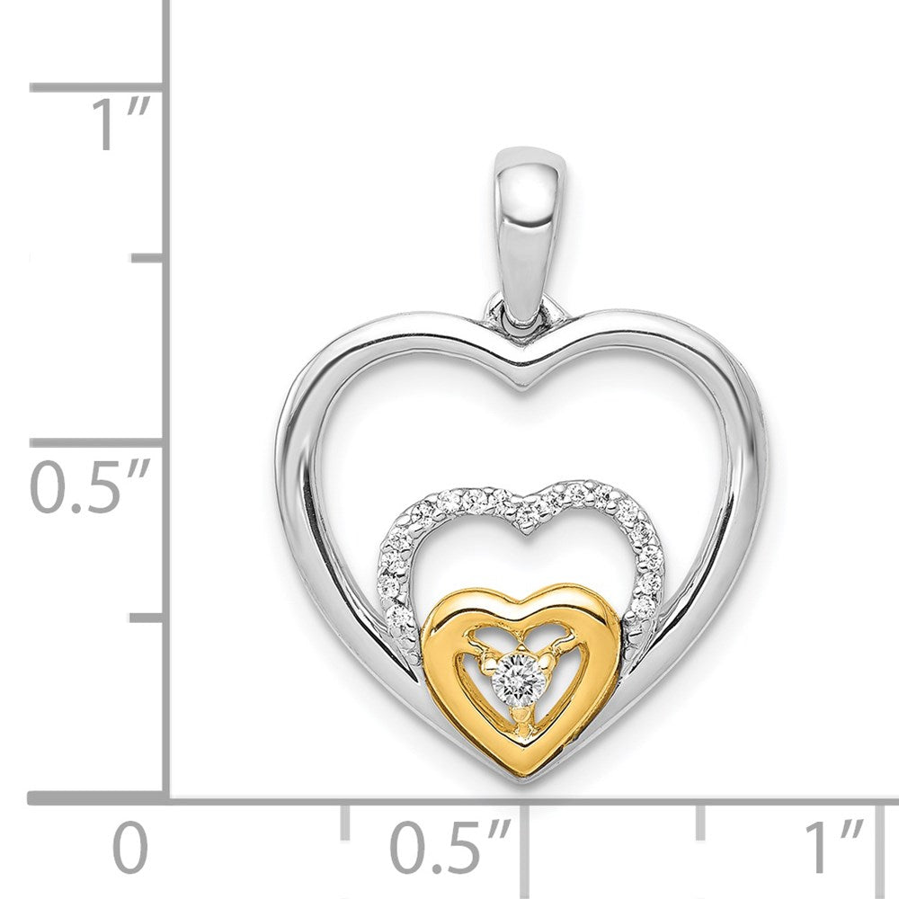14k Two-Tone Gold 1/15ct. Real Diamond Triple Heart Pendant