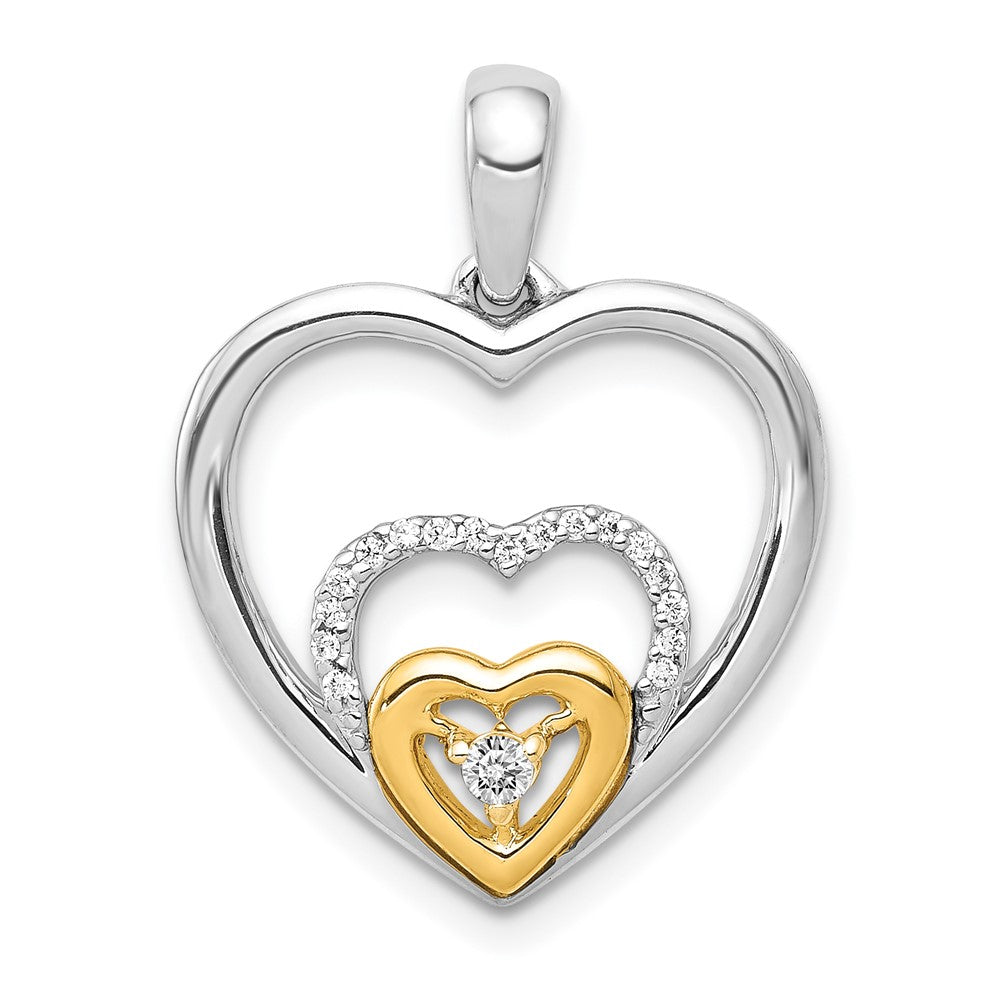 14k Two-Tone Gold 1/15ct. Real Diamond Triple Heart Pendant