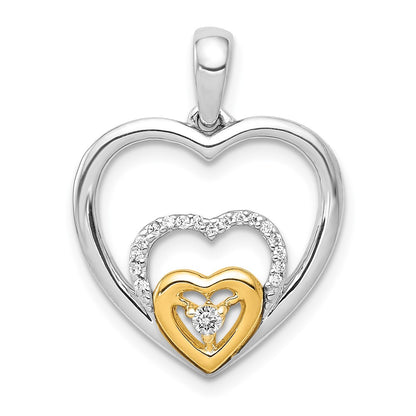 14k Two-Tone Gold 1/15ct. Real Diamond Triple Heart Pendant