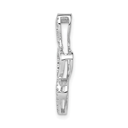 14k White Gold 1/10ct. Real Diamond Triple Heart Chain Slide